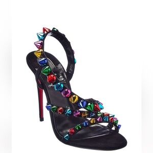 Christian Louboutin Spikita strap black suede multi sandals